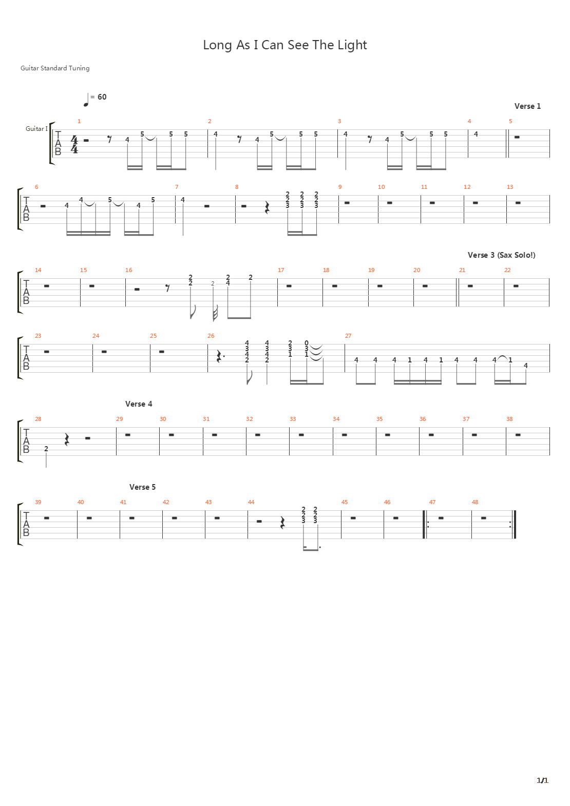 Long As I Can See The Light吉他谱