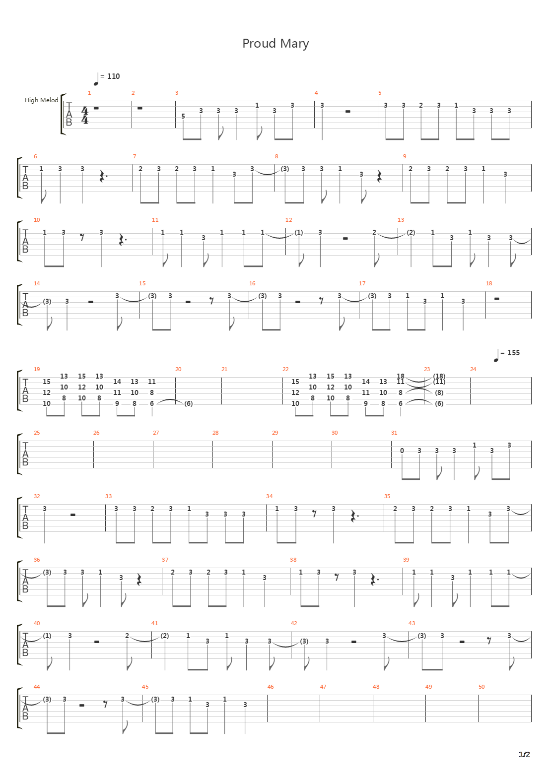 Proud Mary吉他谱