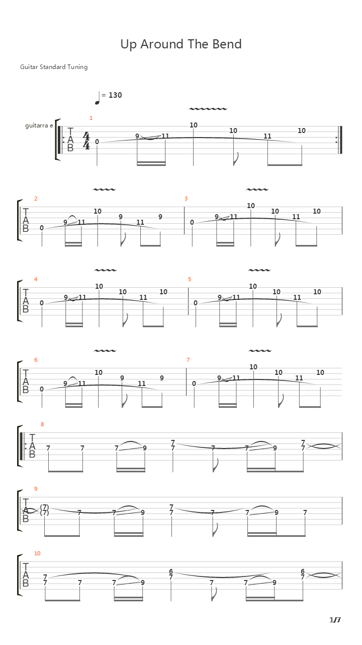 Up Around The Bend吉他谱