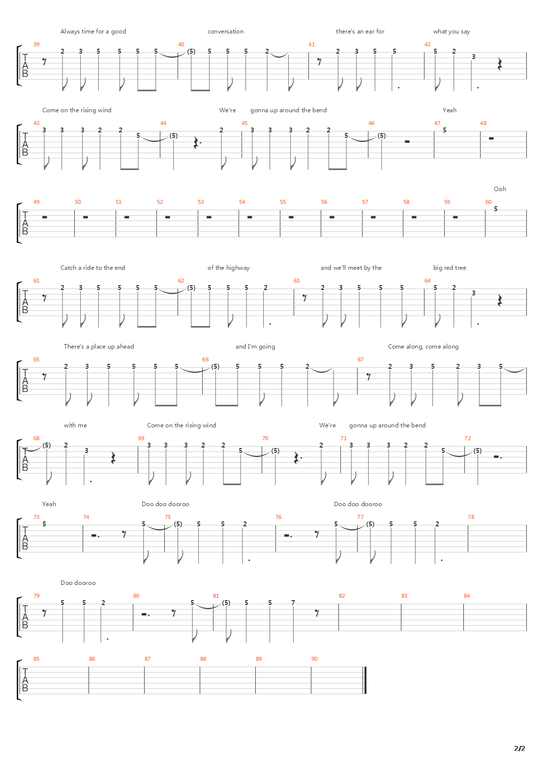 Up Around The Bend吉他谱