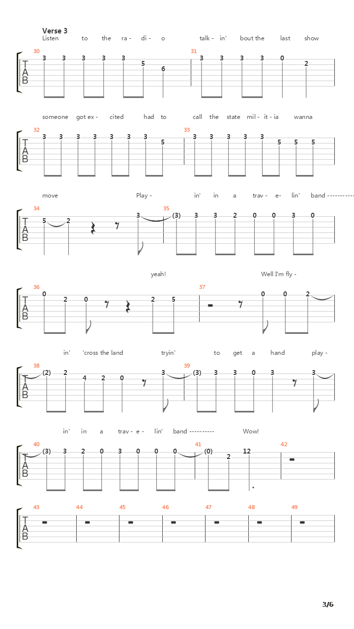 Travelin Band吉他谱