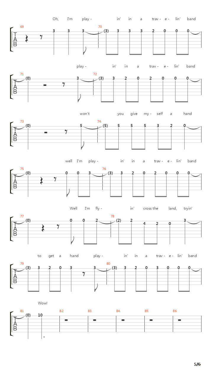 Travelin Band吉他谱