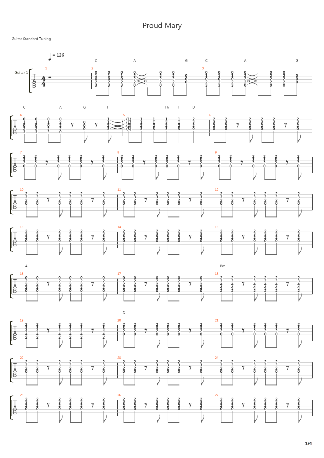 Proud Mary吉他谱