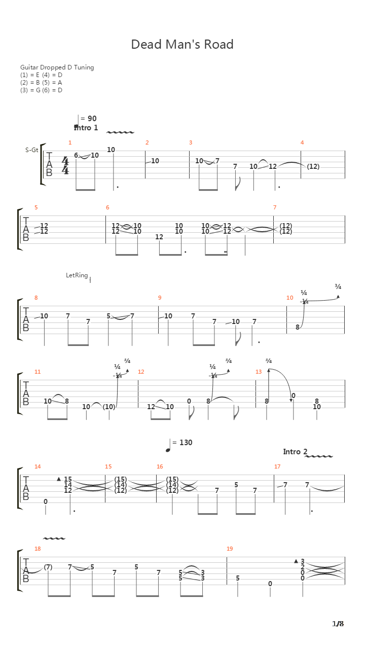 Dead Mans Road吉他谱