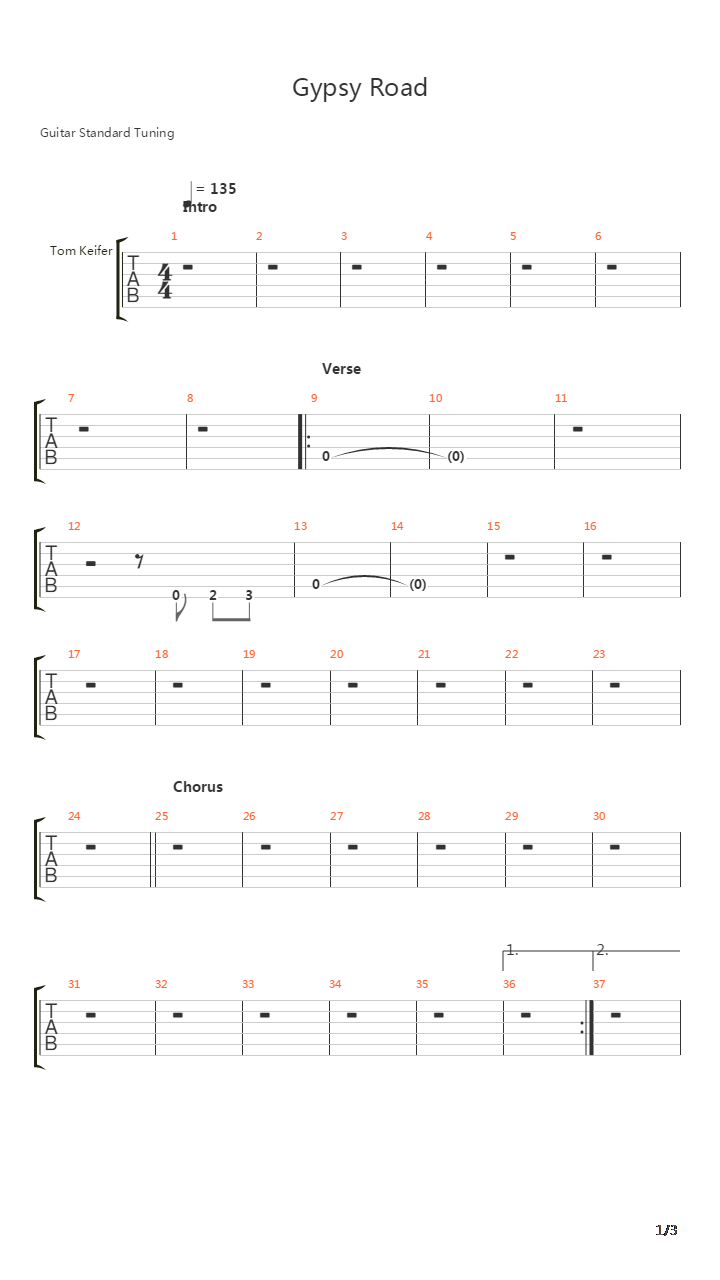 Gypsy Road吉他谱