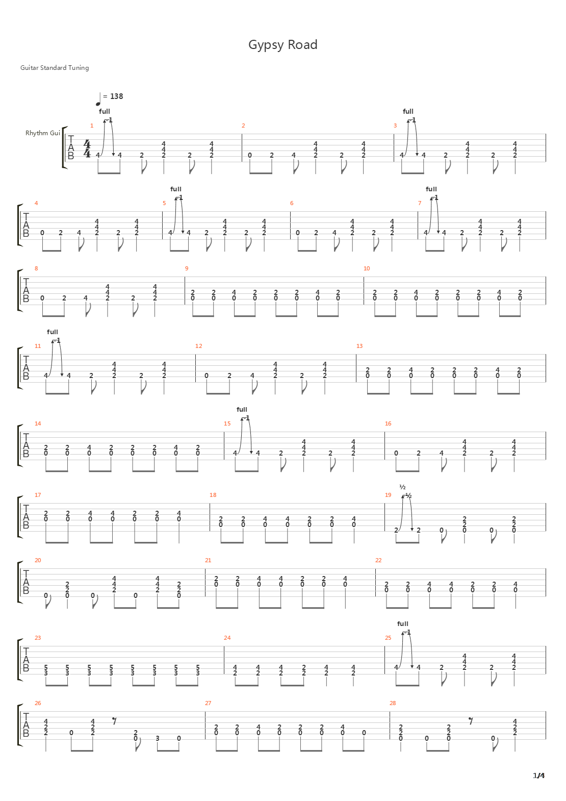 Gypsy Road吉他谱