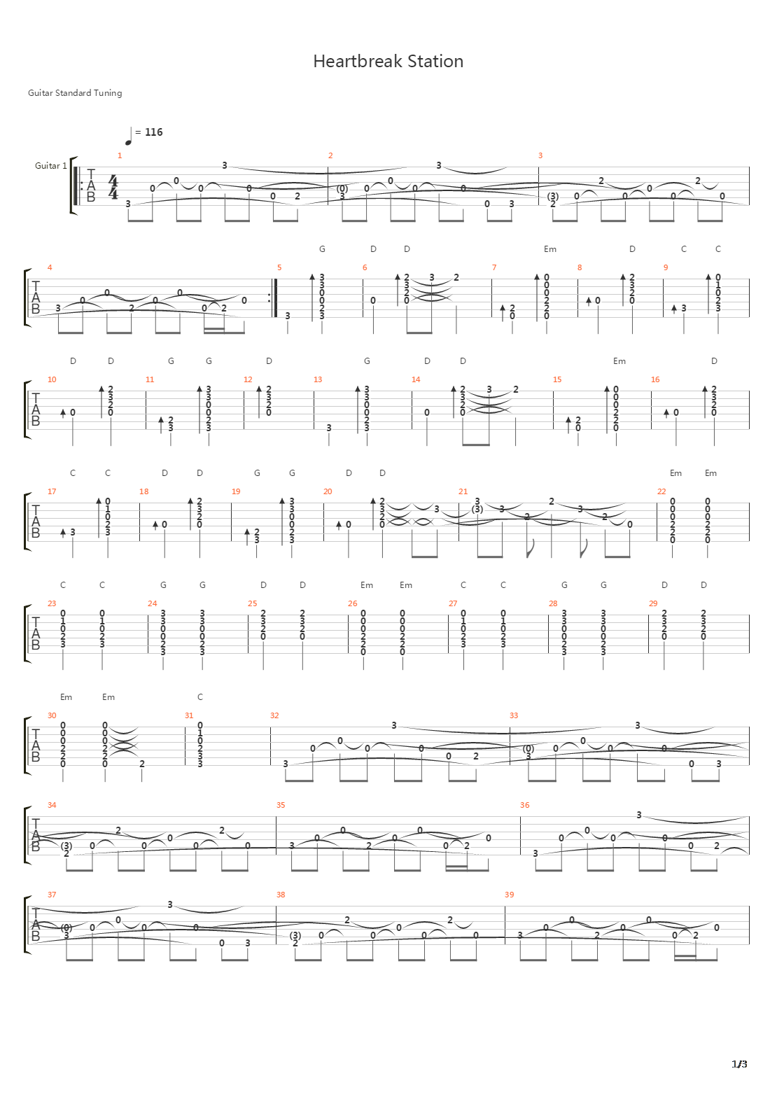 Heartbreak Station吉他谱