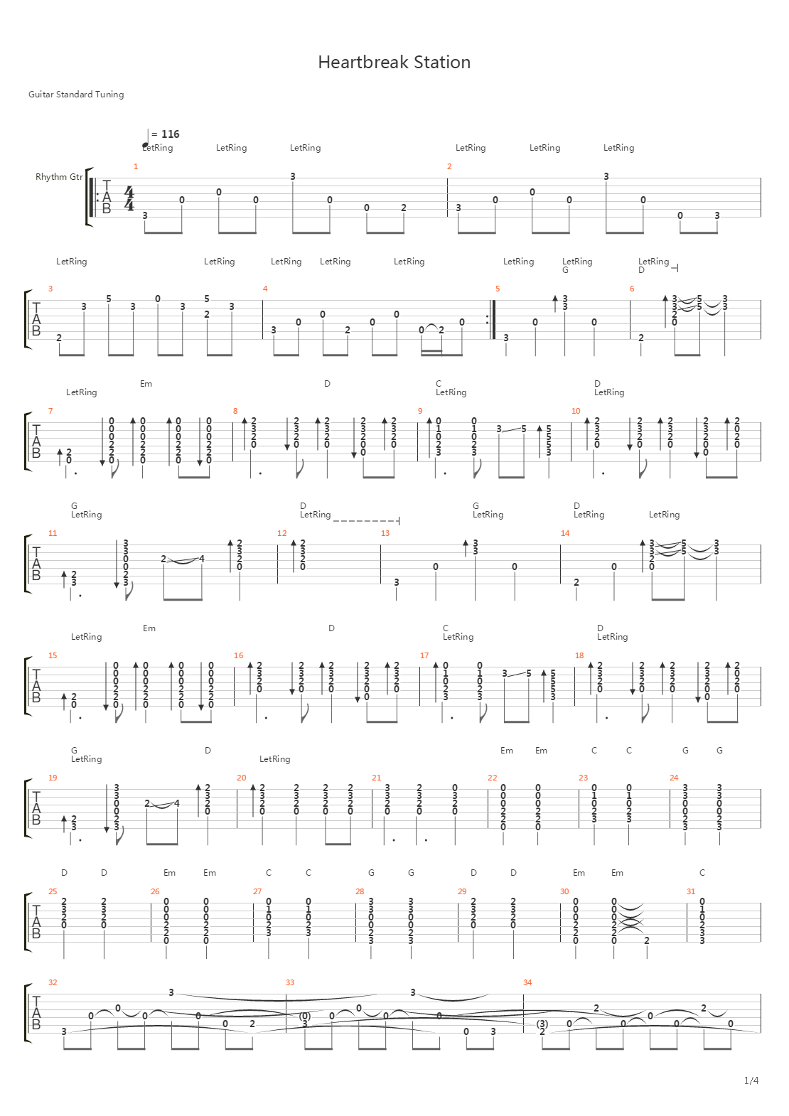 Heartbreak Station吉他谱