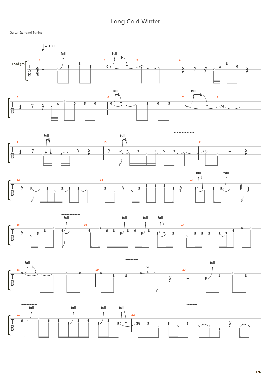 Long Cold Winter吉他谱
