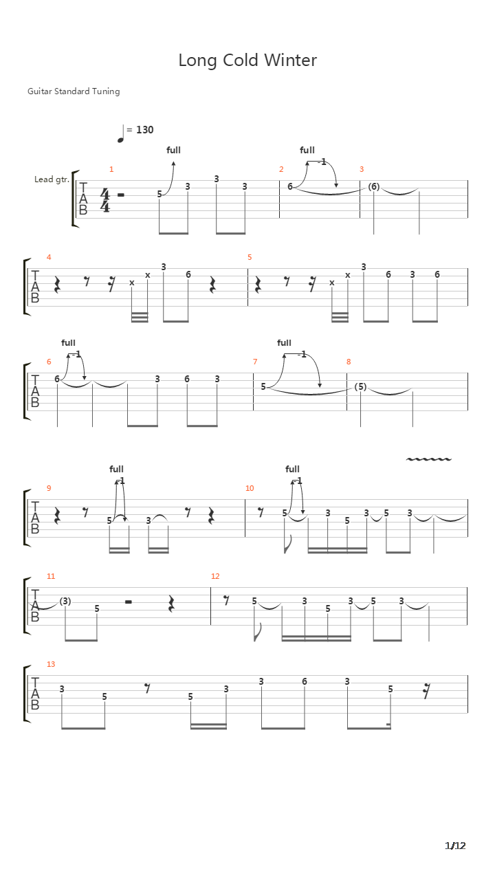 Long Cold Winter吉他谱
