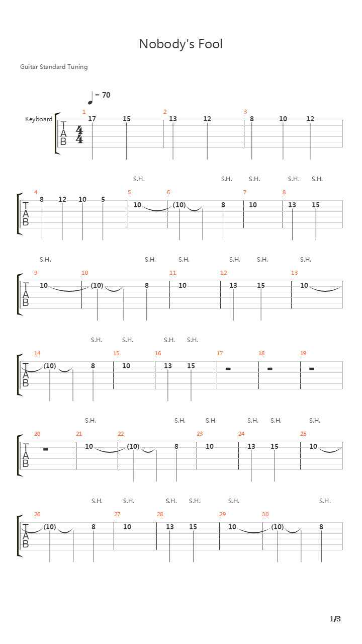 Nobodys Fool吉他谱