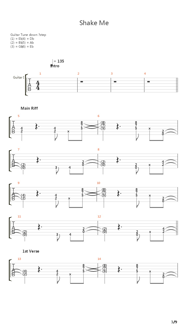 Shake Me吉他谱