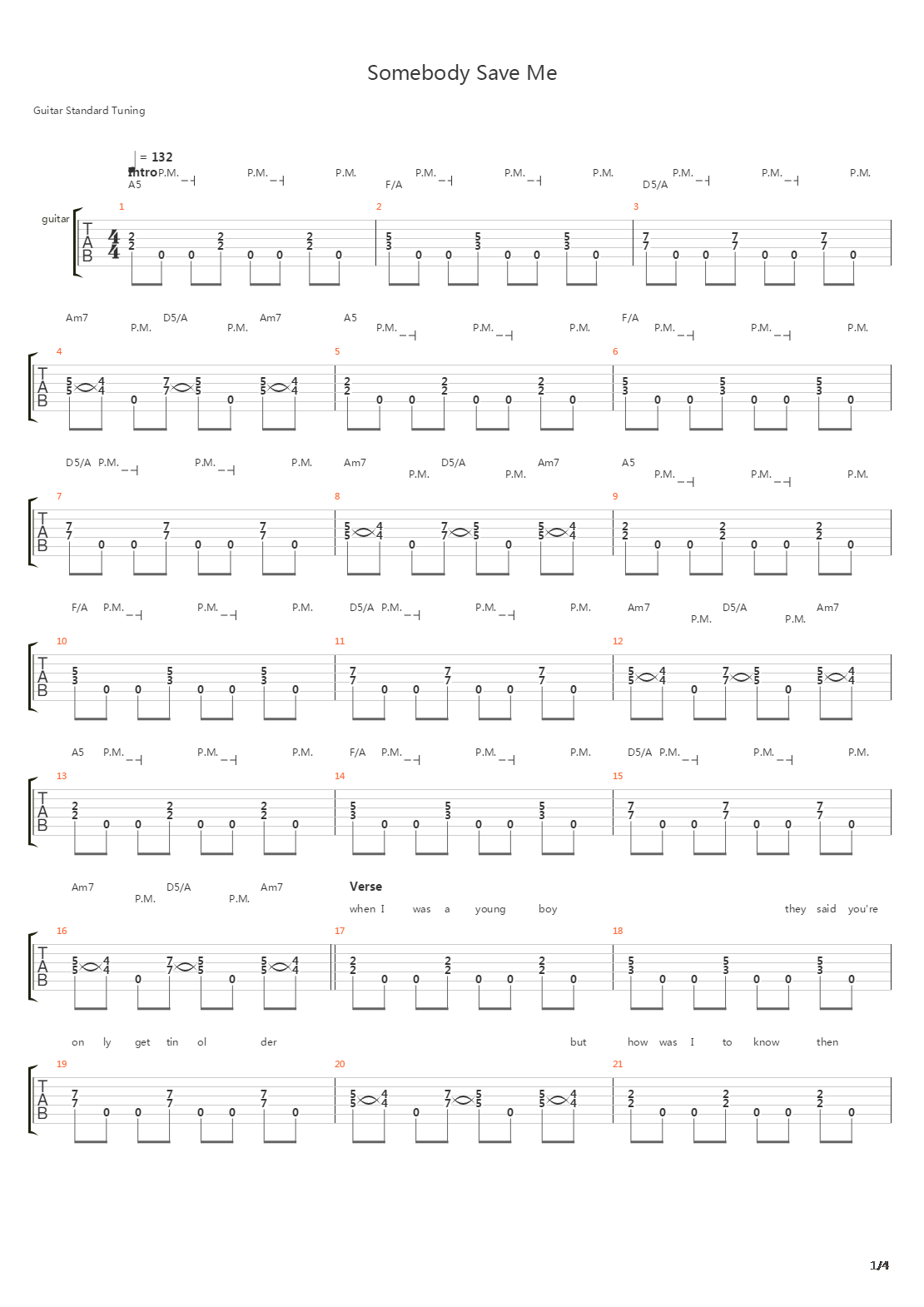 Somebody Save Me吉他谱