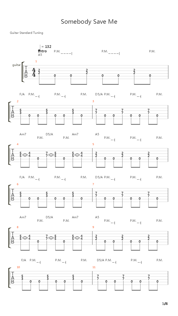 Somebody Save Me吉他谱