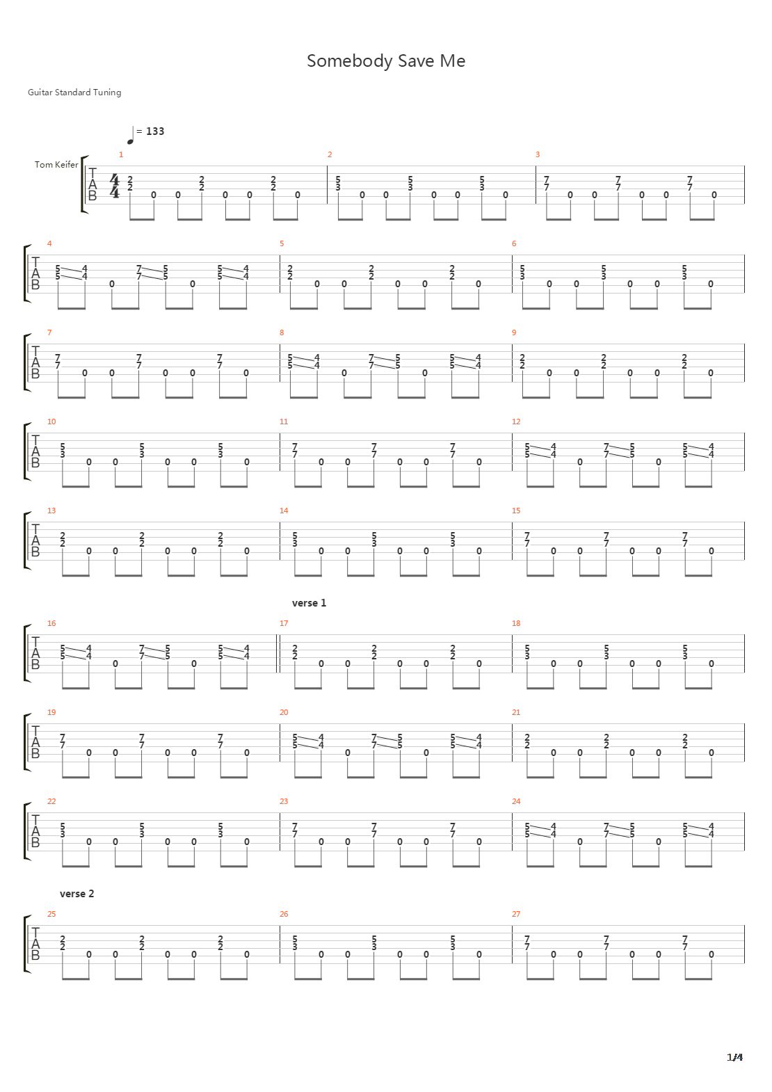 Somebody Save Me吉他谱