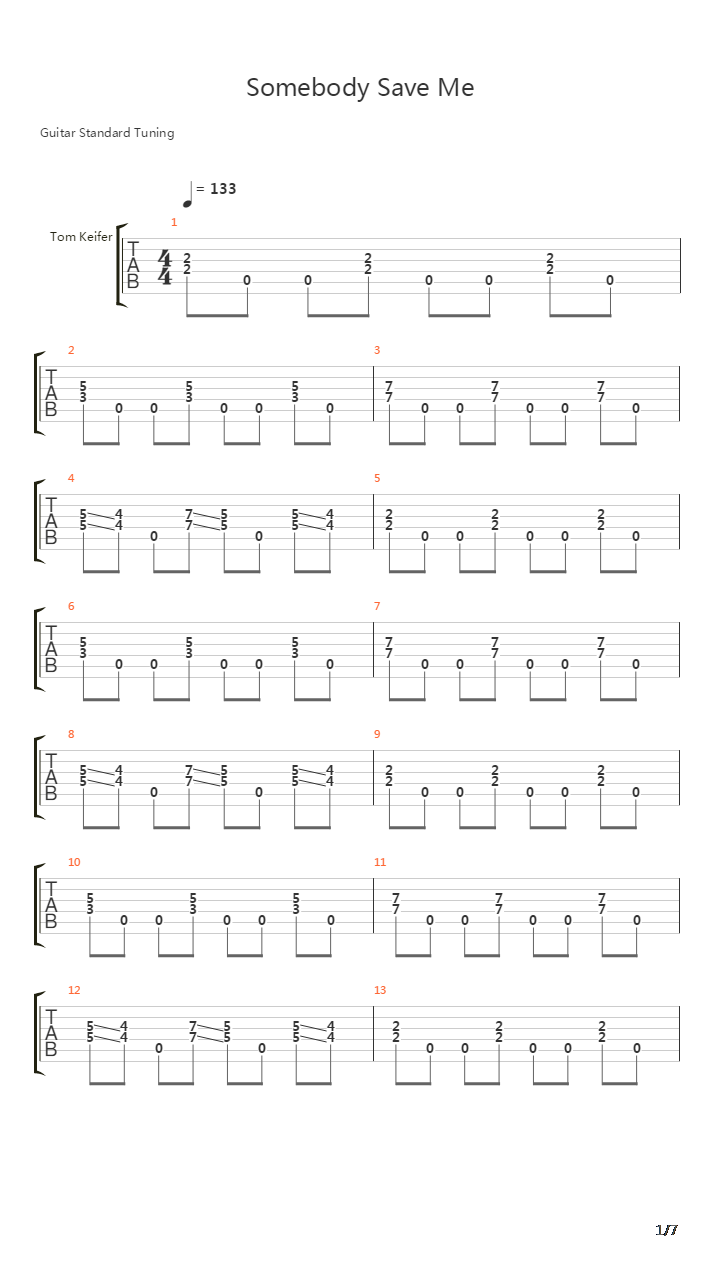 Somebody Save Me吉他谱