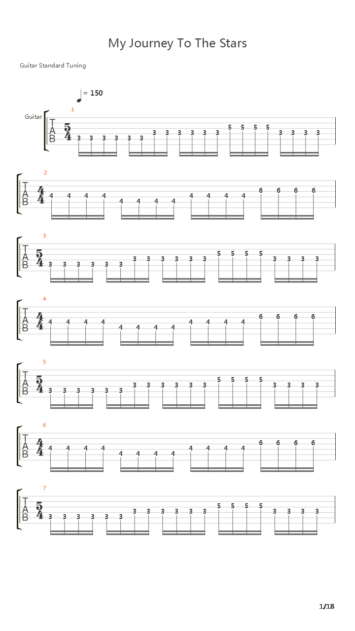 My Journey To The Stars吉他谱