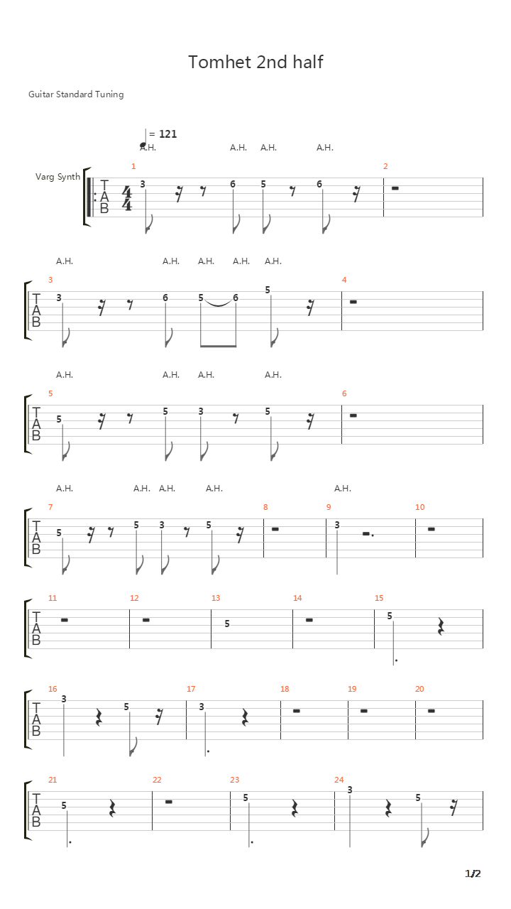 Tomhet 2nd Half吉他谱
