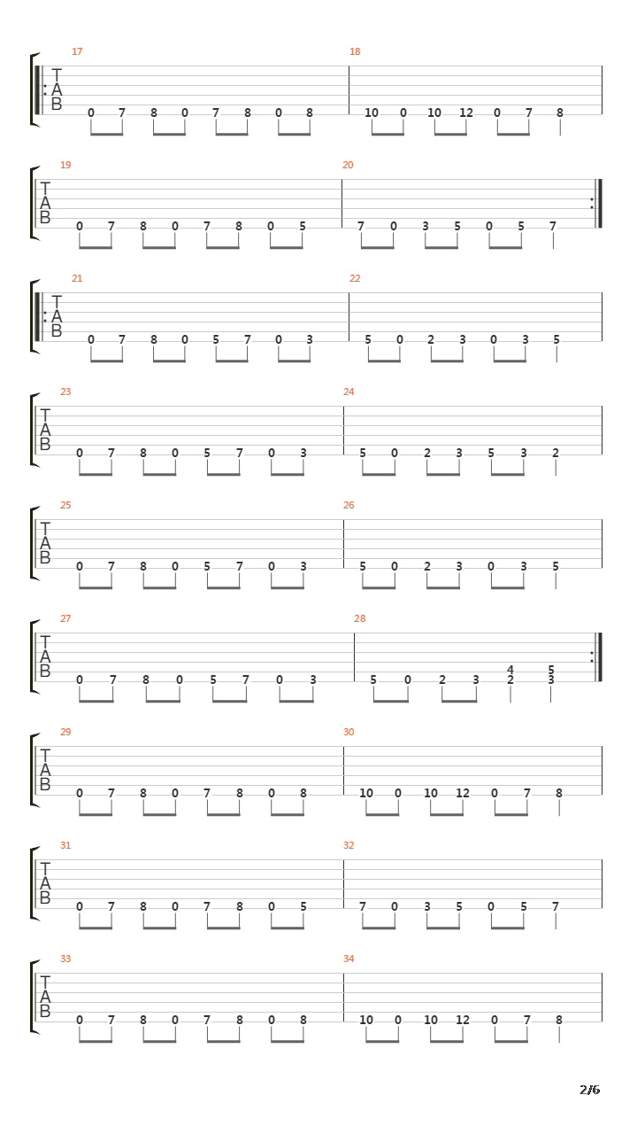 War吉他谱