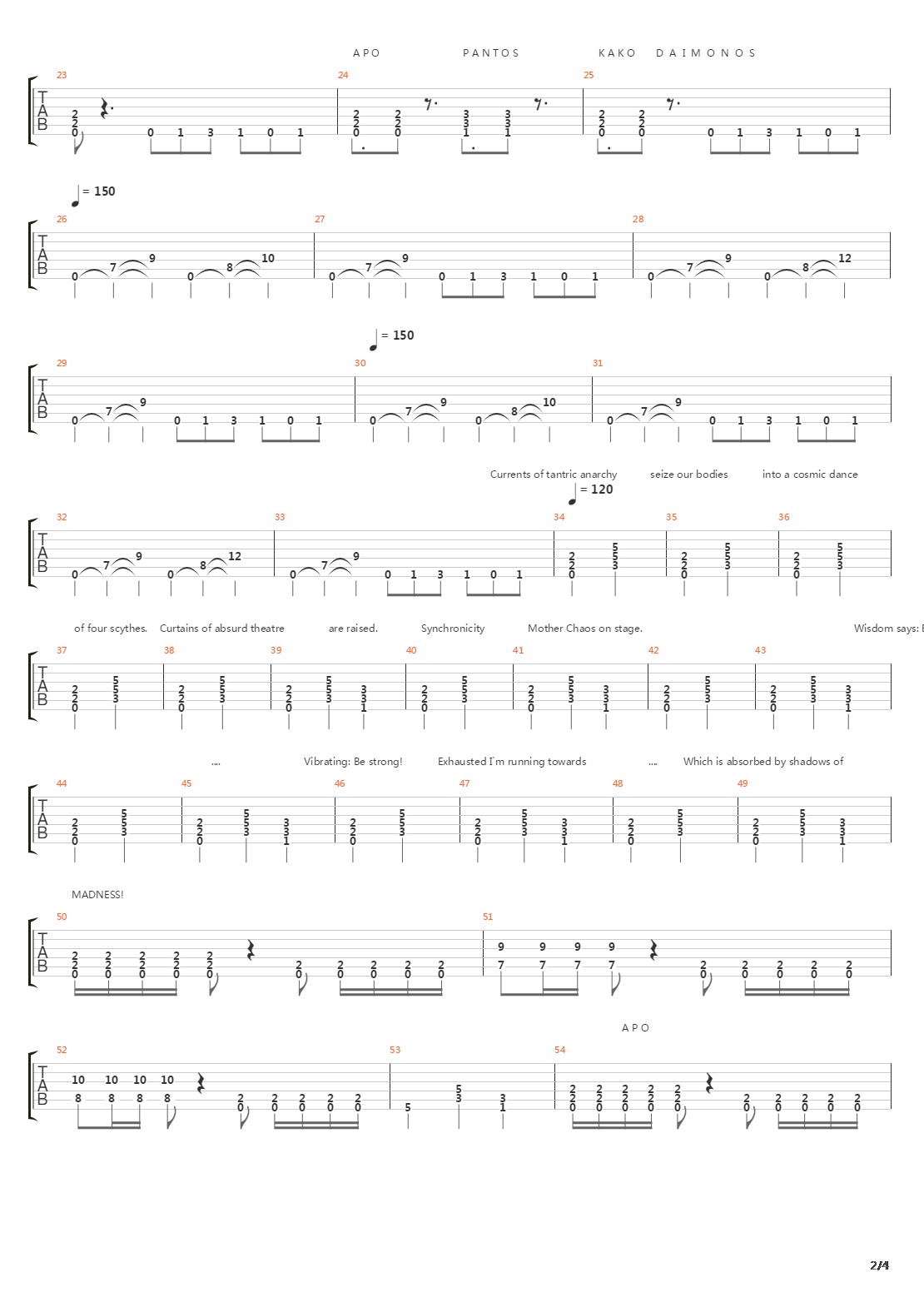 Decade Of Therion吉他谱