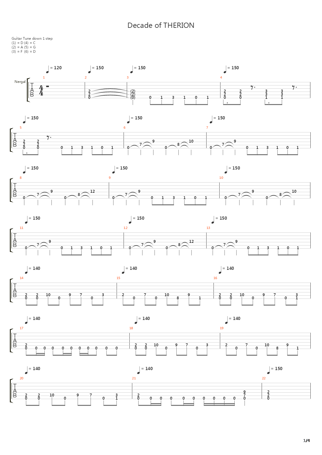 Decade Of Therion吉他谱