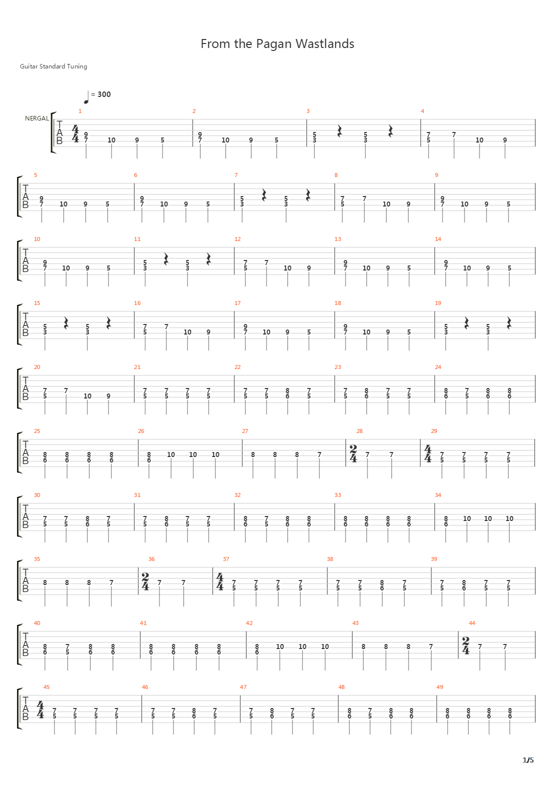 From The Pagan Vasteland吉他谱