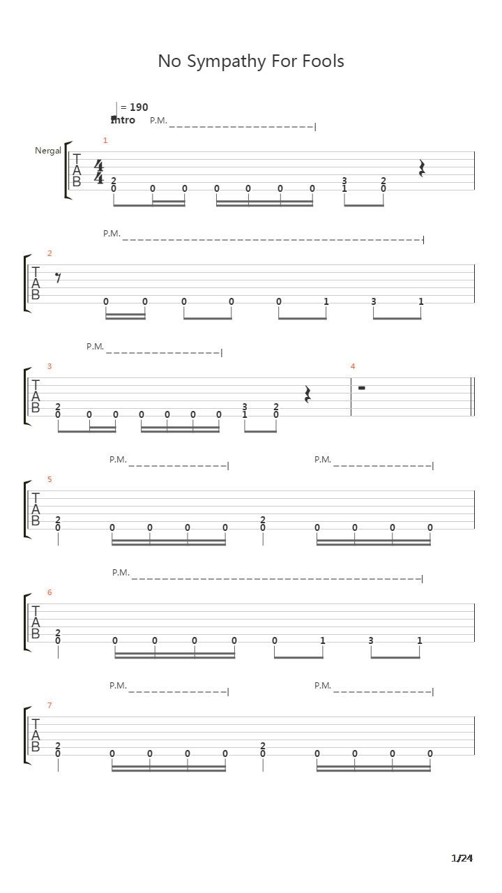 No Sympathy For Fools吉他谱