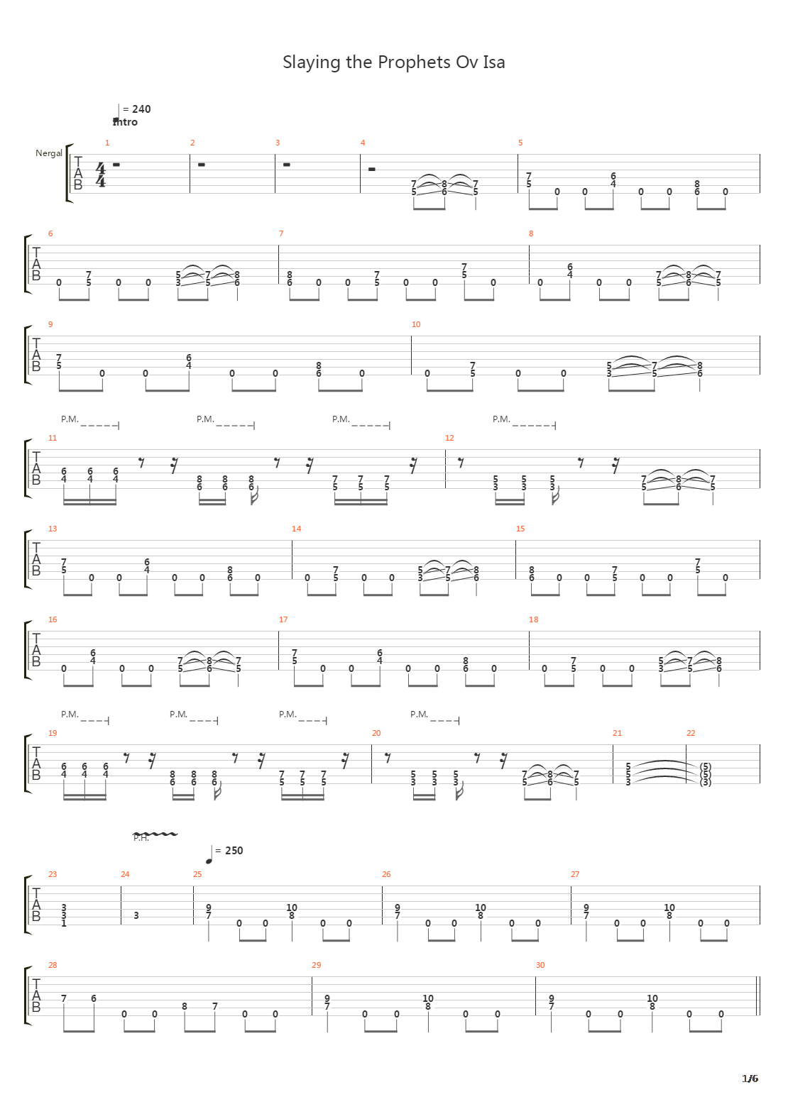 Slaying The Prophets Ov Isa吉他谱