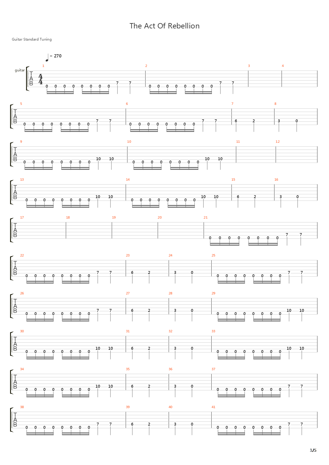 The Act Of Rebellion吉他谱
