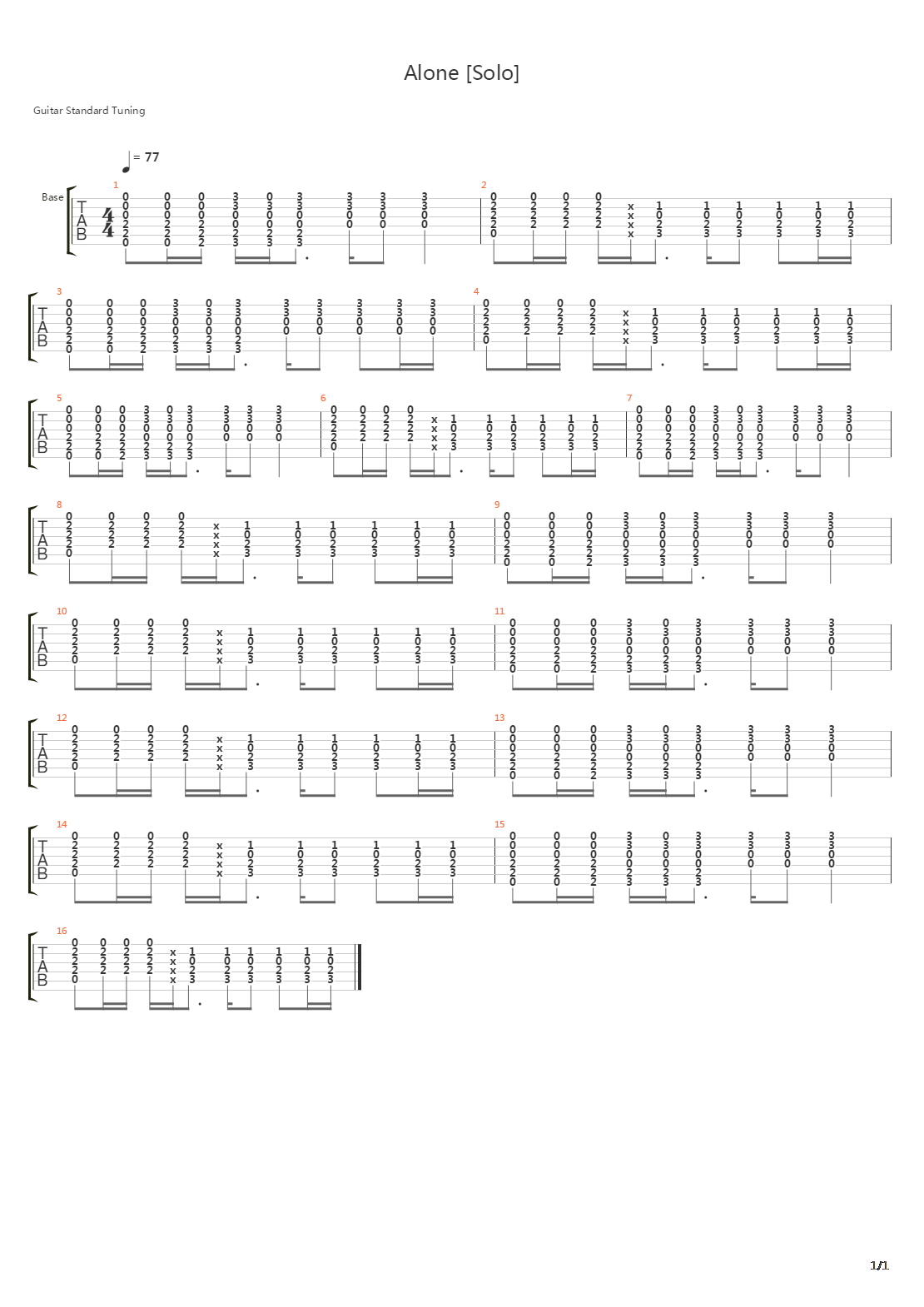 Alone吉他谱