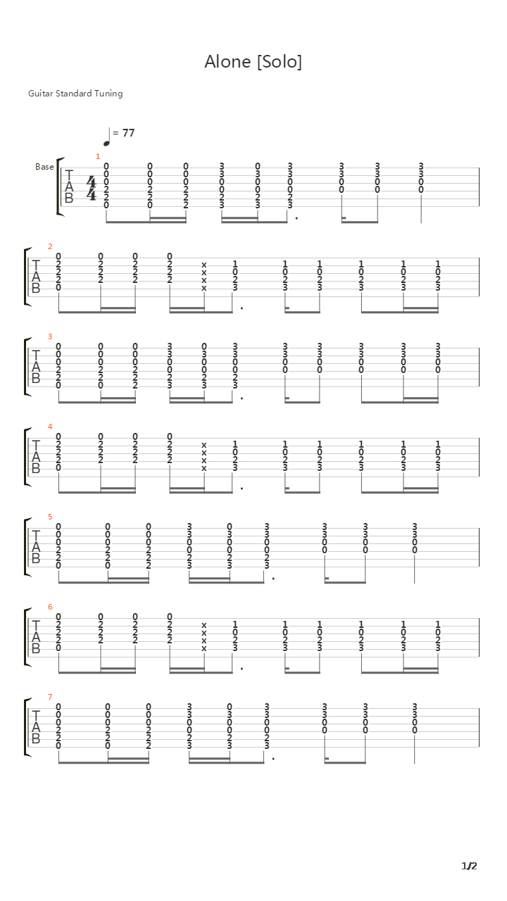 Alone吉他谱