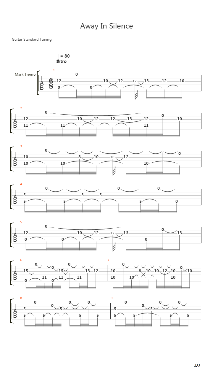 Away In Silence吉他谱