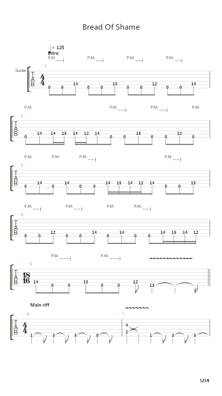 Bread Of Shame吉他谱