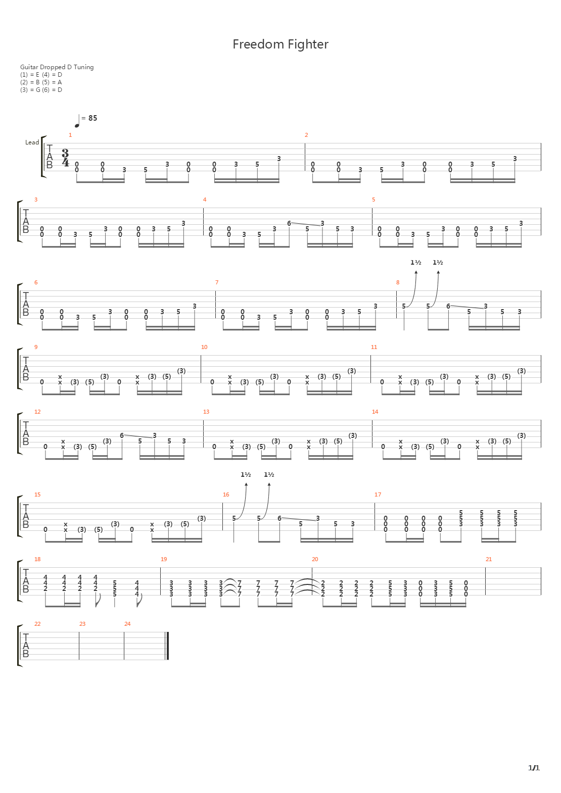 Freedom Fighter吉他谱