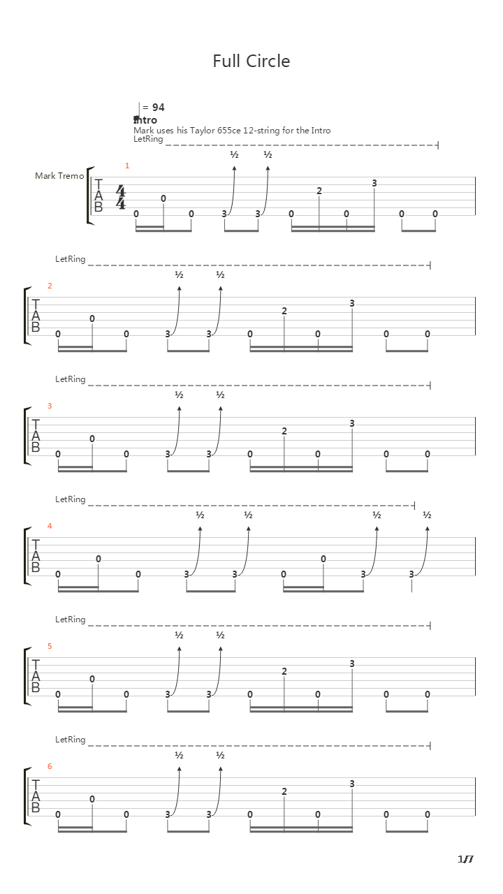 Full Circle吉他谱
