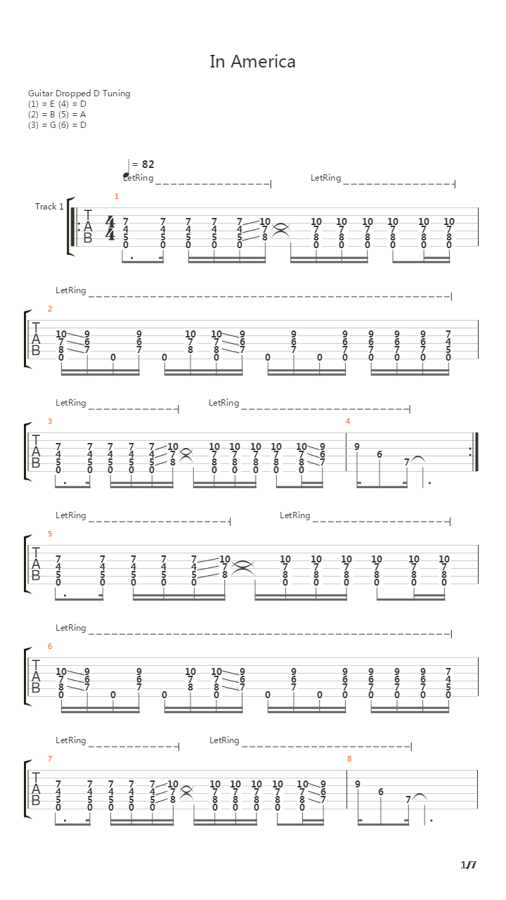 In America吉他谱