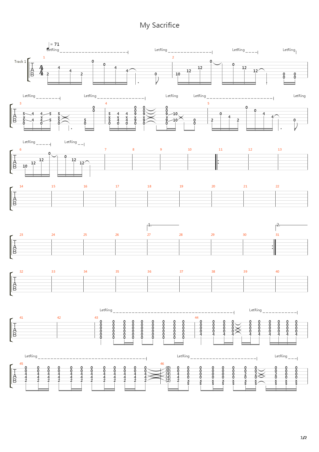 My Sacrifice吉他谱
