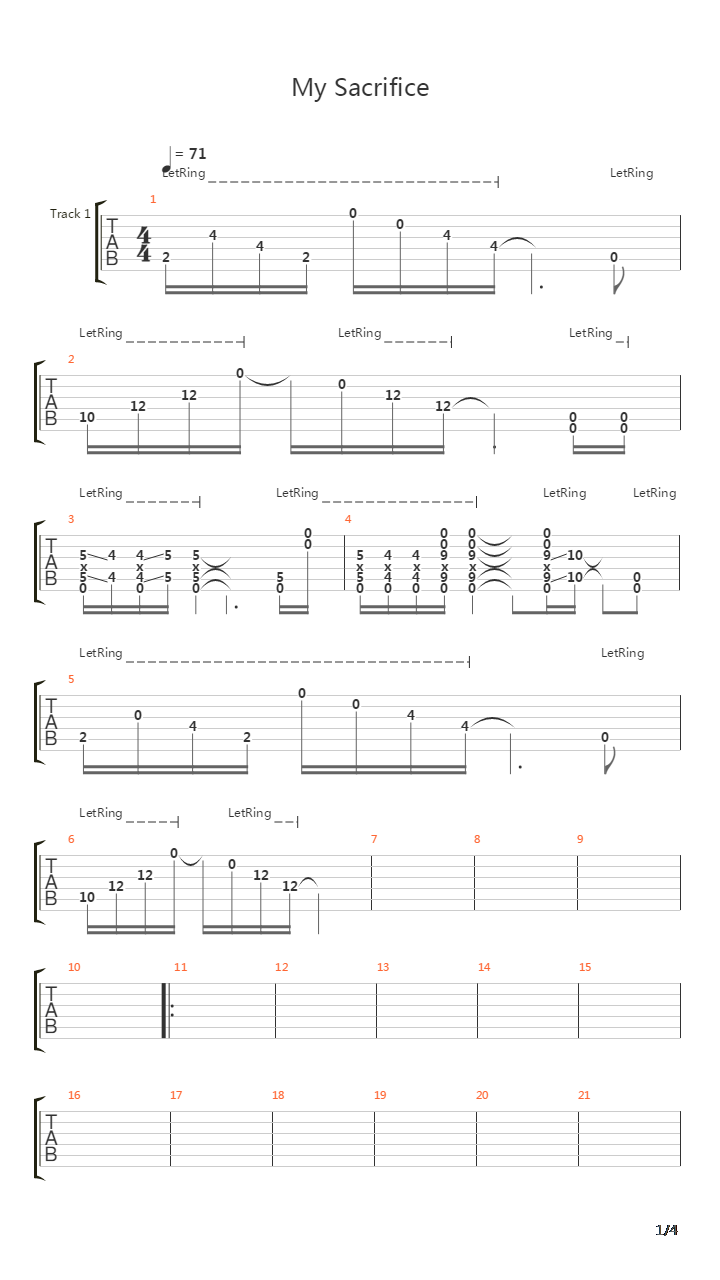 My Sacrifice吉他谱