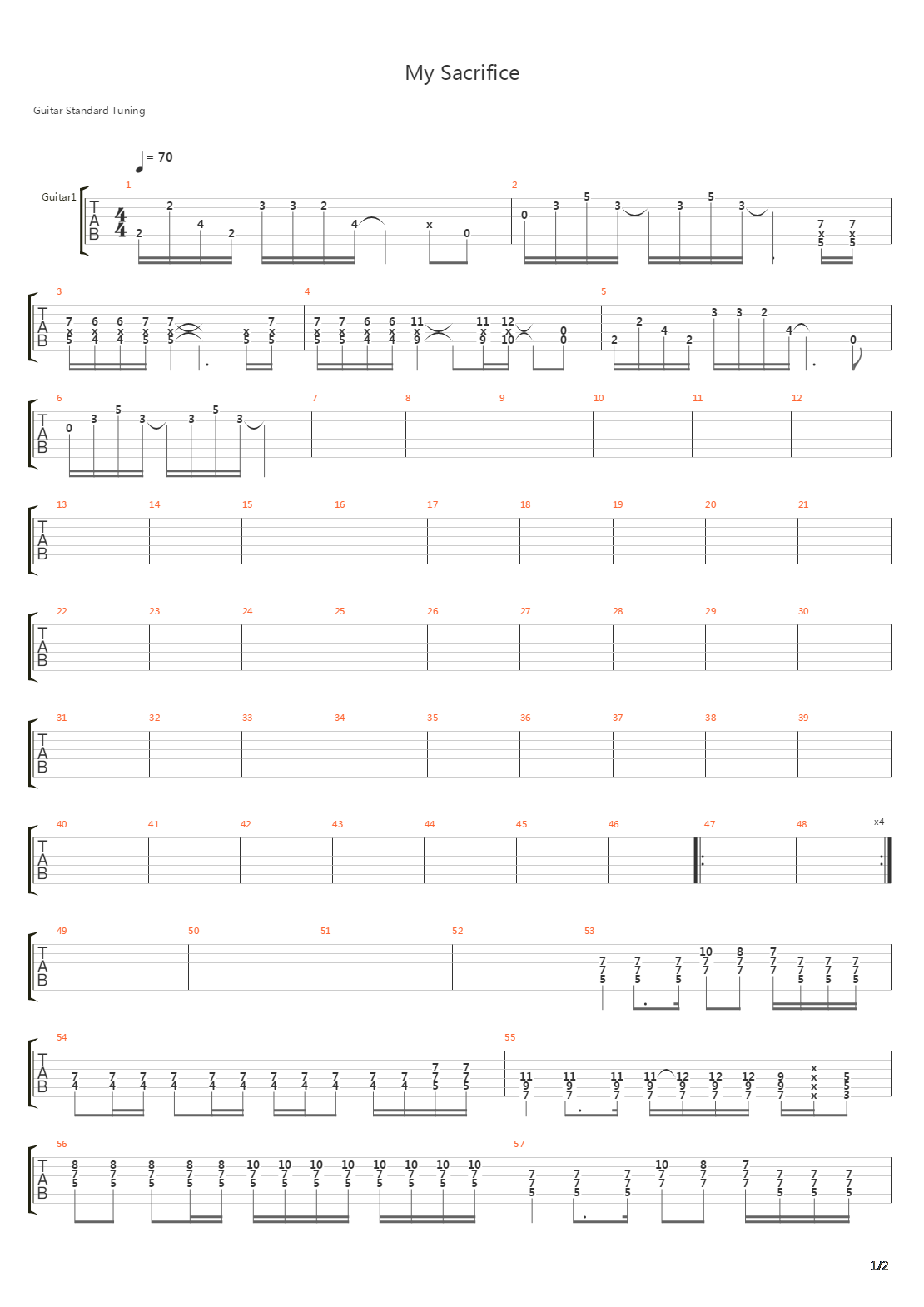 My Sacrifice吉他谱