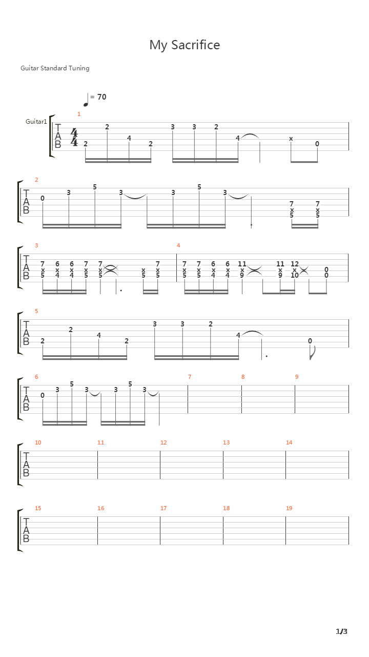 My Sacrifice吉他谱