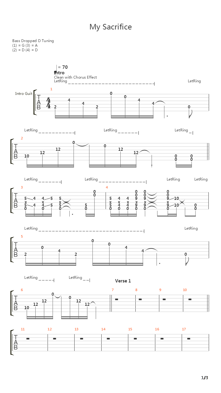 My Sacrifice吉他谱
