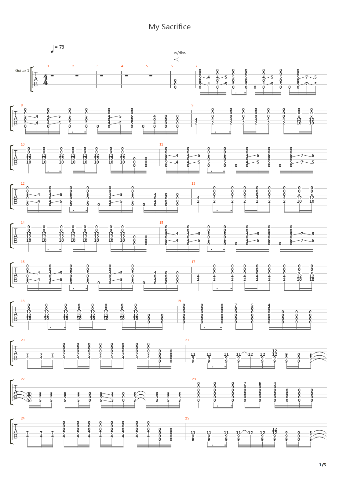 My Sacrifice吉他谱