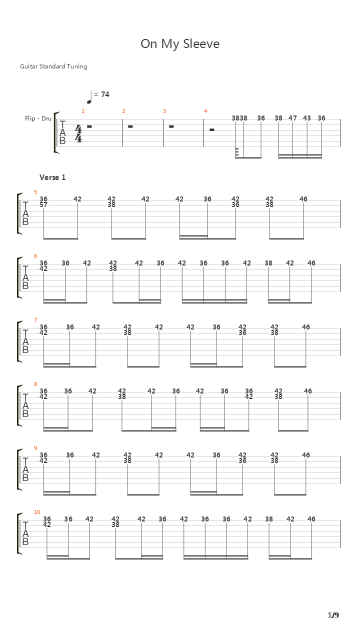 On My Sleeve吉他谱