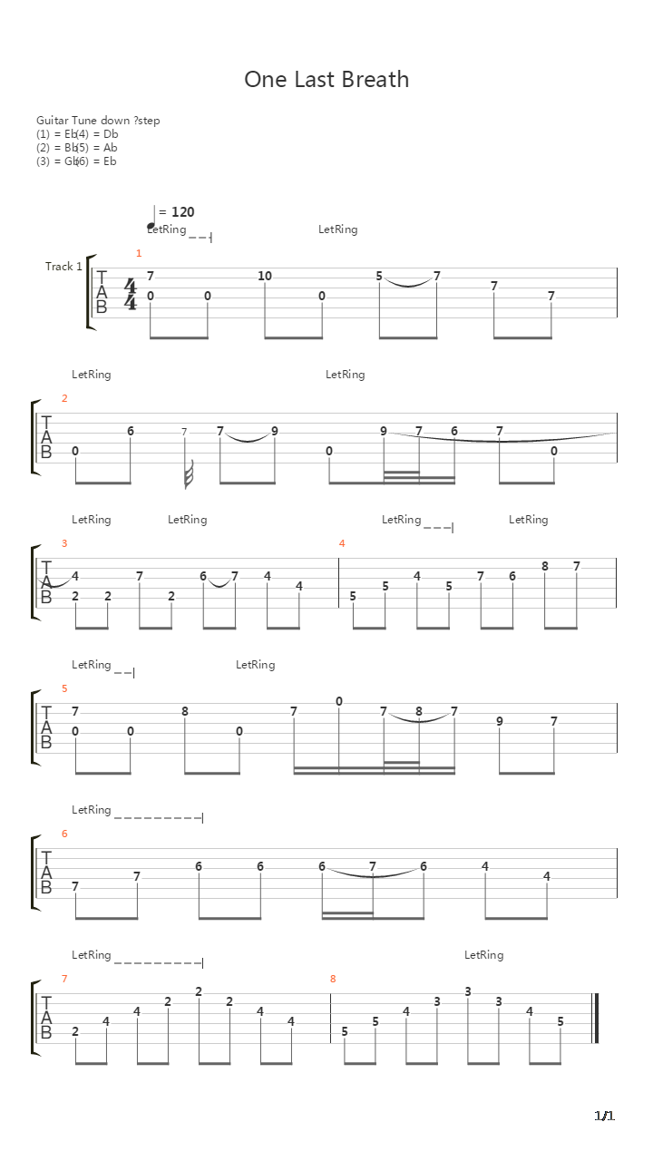 One Last Breath吉他谱