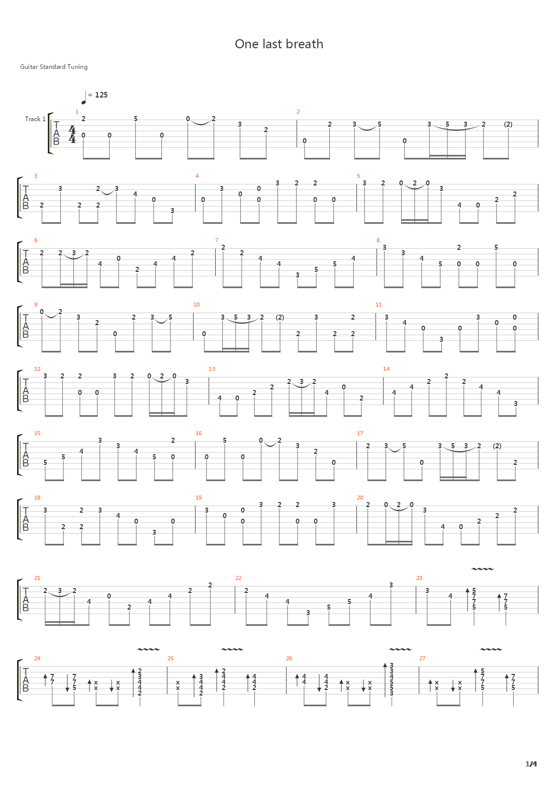 One Last Breath吉他谱