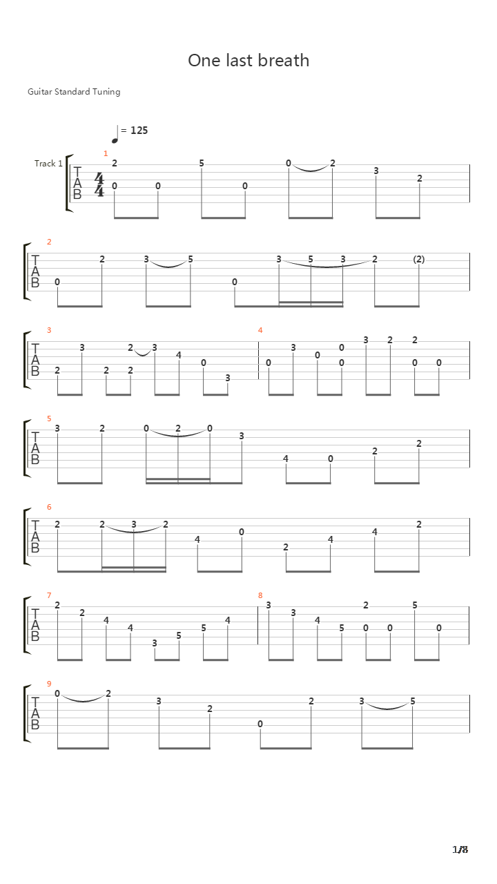 One Last Breath吉他谱