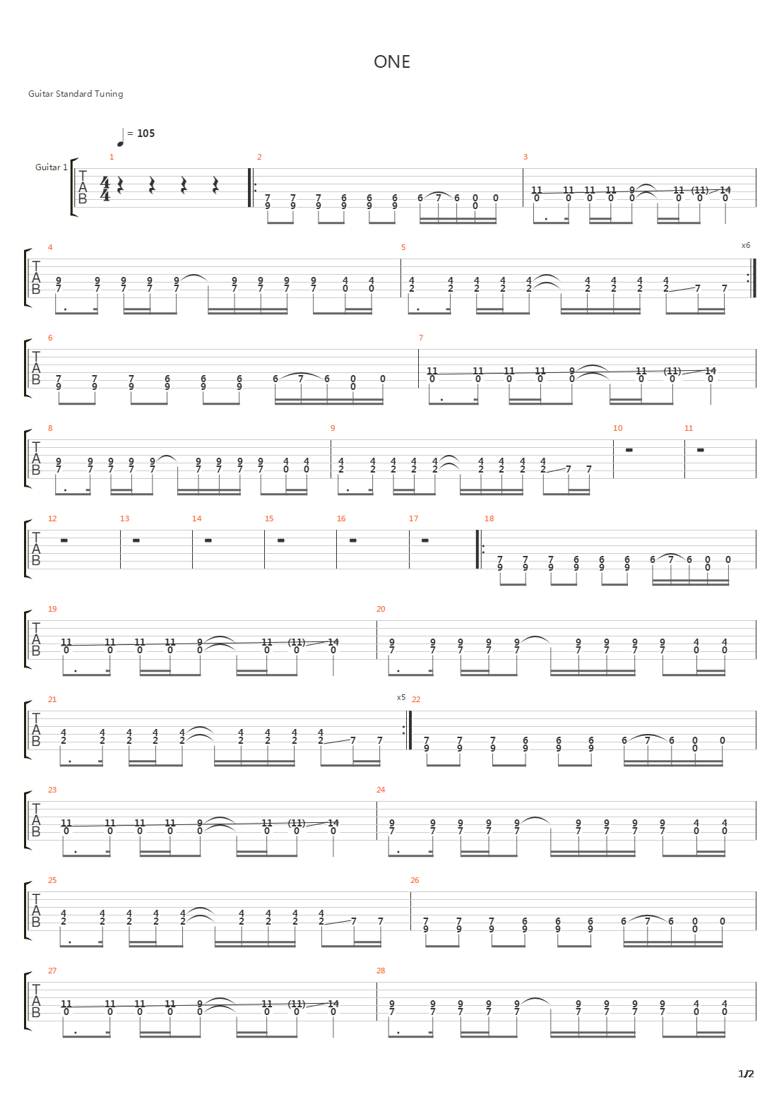 One吉他谱