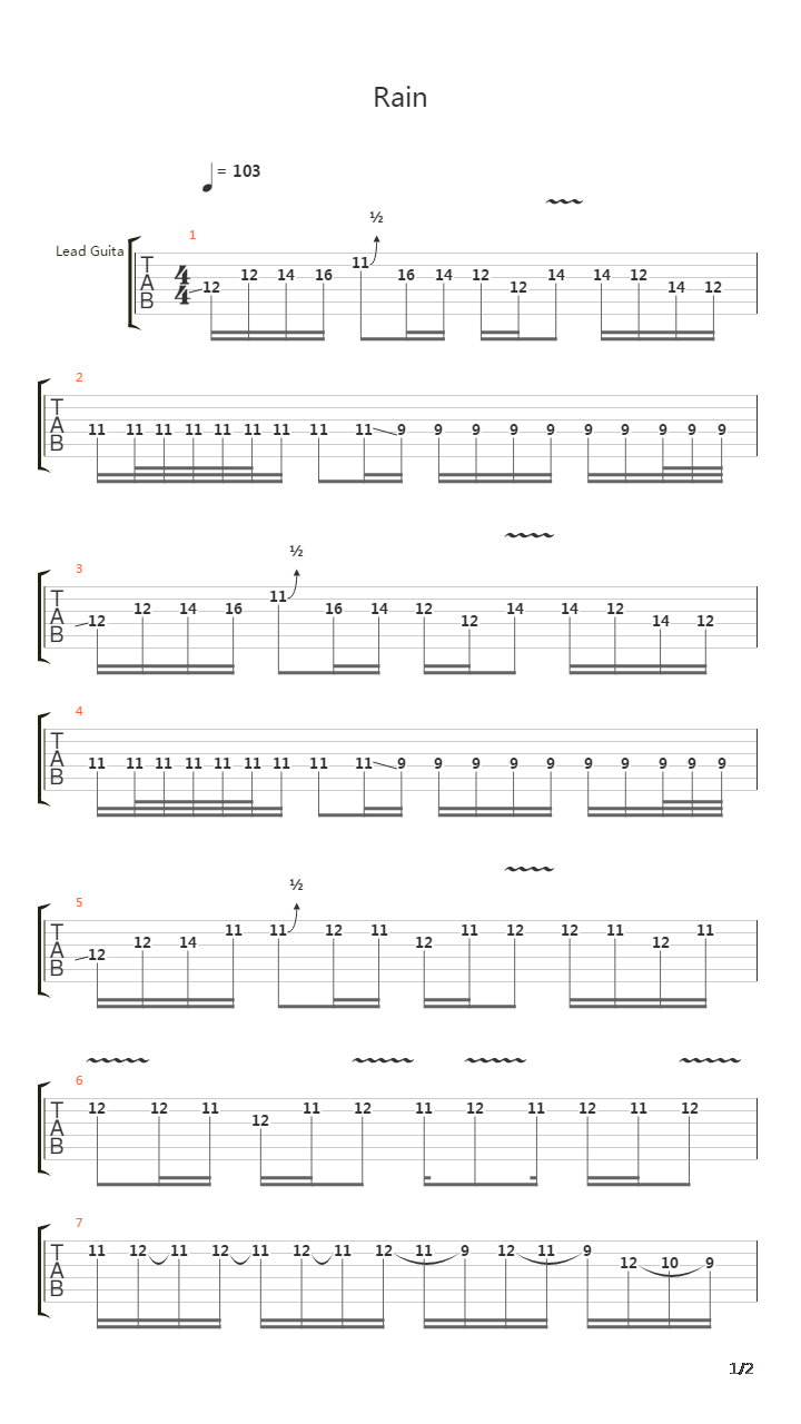 Rain吉他谱
