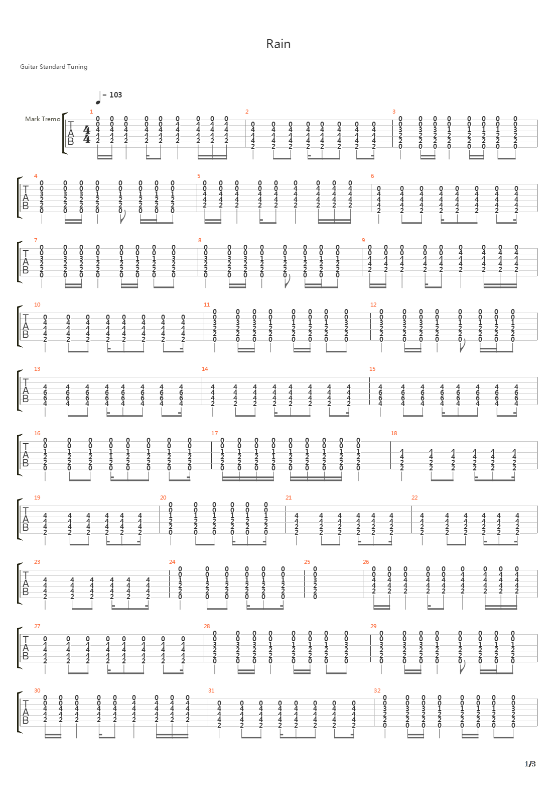 Rain吉他谱