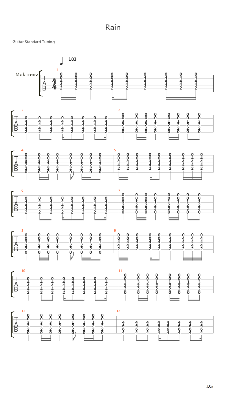 Rain吉他谱